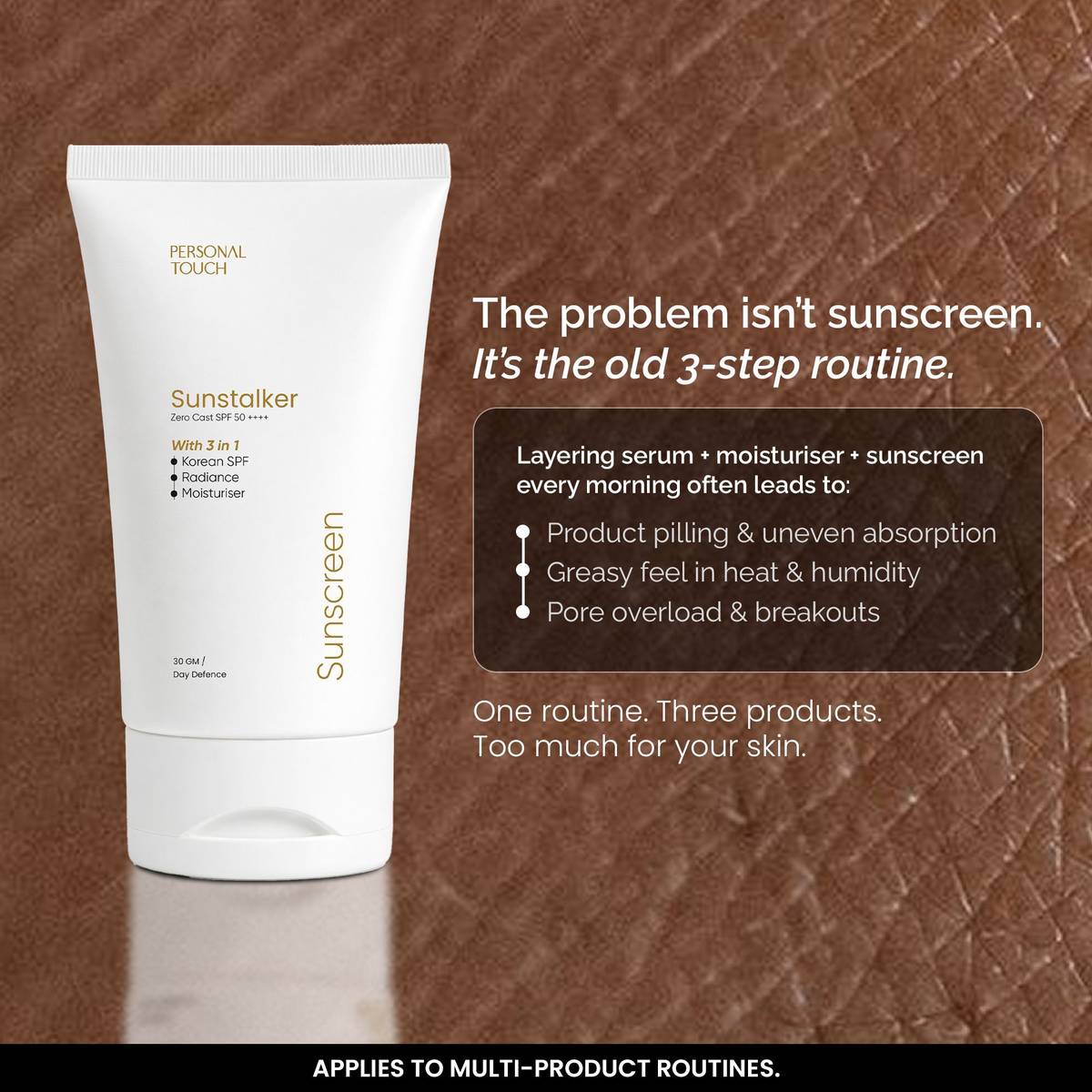 PERSONAL TOUCH SKINCARE Sunscreen - SPF 50 PA+++ Sunstalker 3 in 1 Sunscreen SPF 50 PA+++Lightweight Sunscreen for Women & Men — photo 5