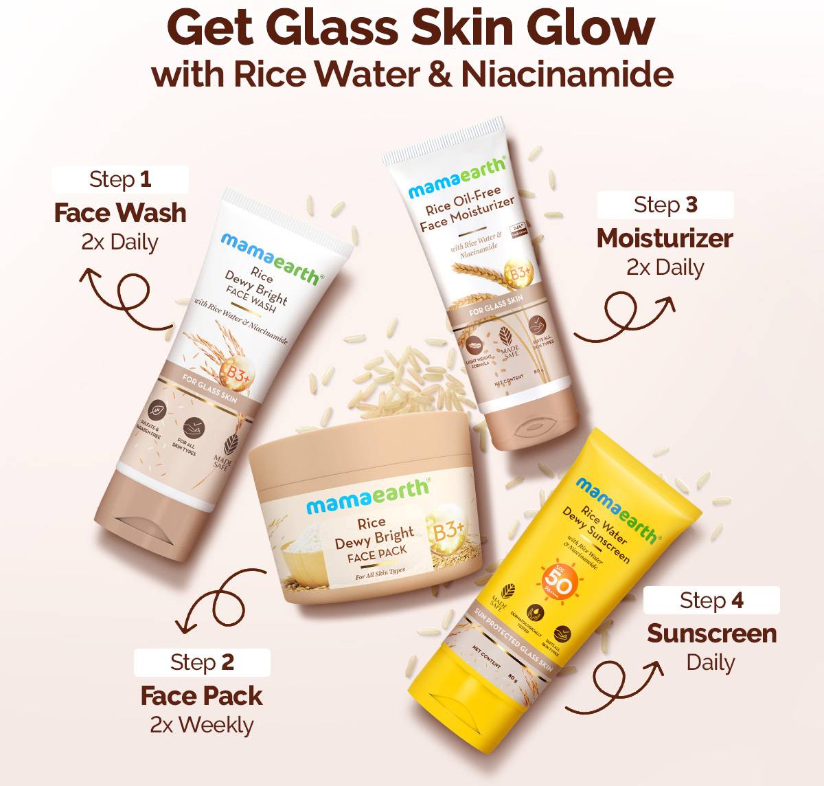 Mamaearth Sunscreen - SPF 50 PA++++ Rice Water Dewy Sunscreen with Rice Water & Niacinamide | For Glass Skin Glow — photo 5