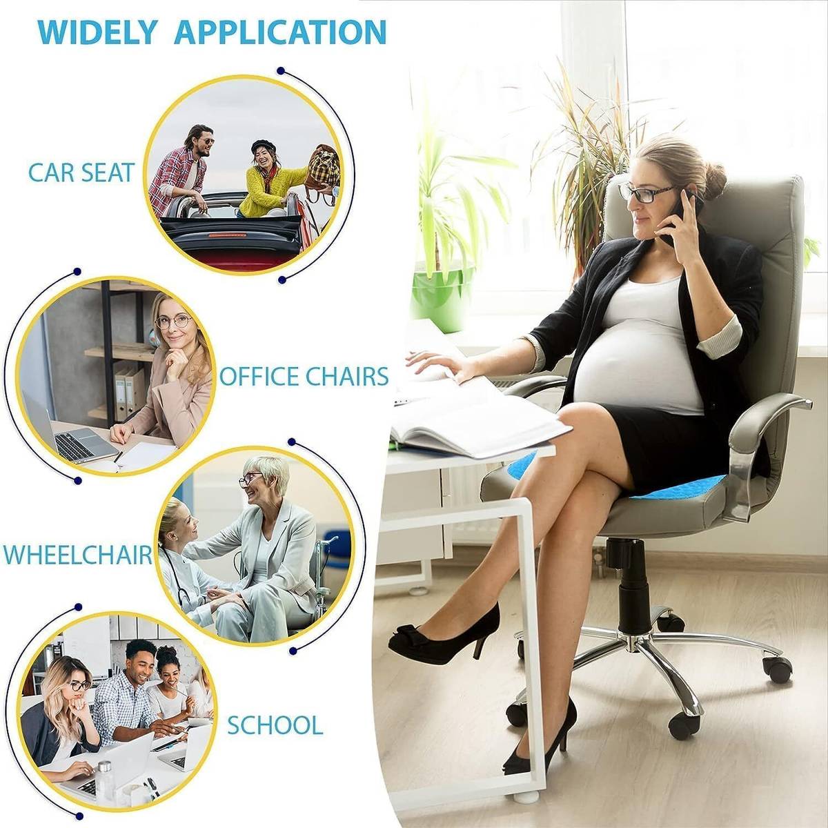 WAIRIT Egg Sitter Seat Cushion Soft Gel Mat for Office Chair, Back/ Hip Support M1406 Calf Support — photo 4