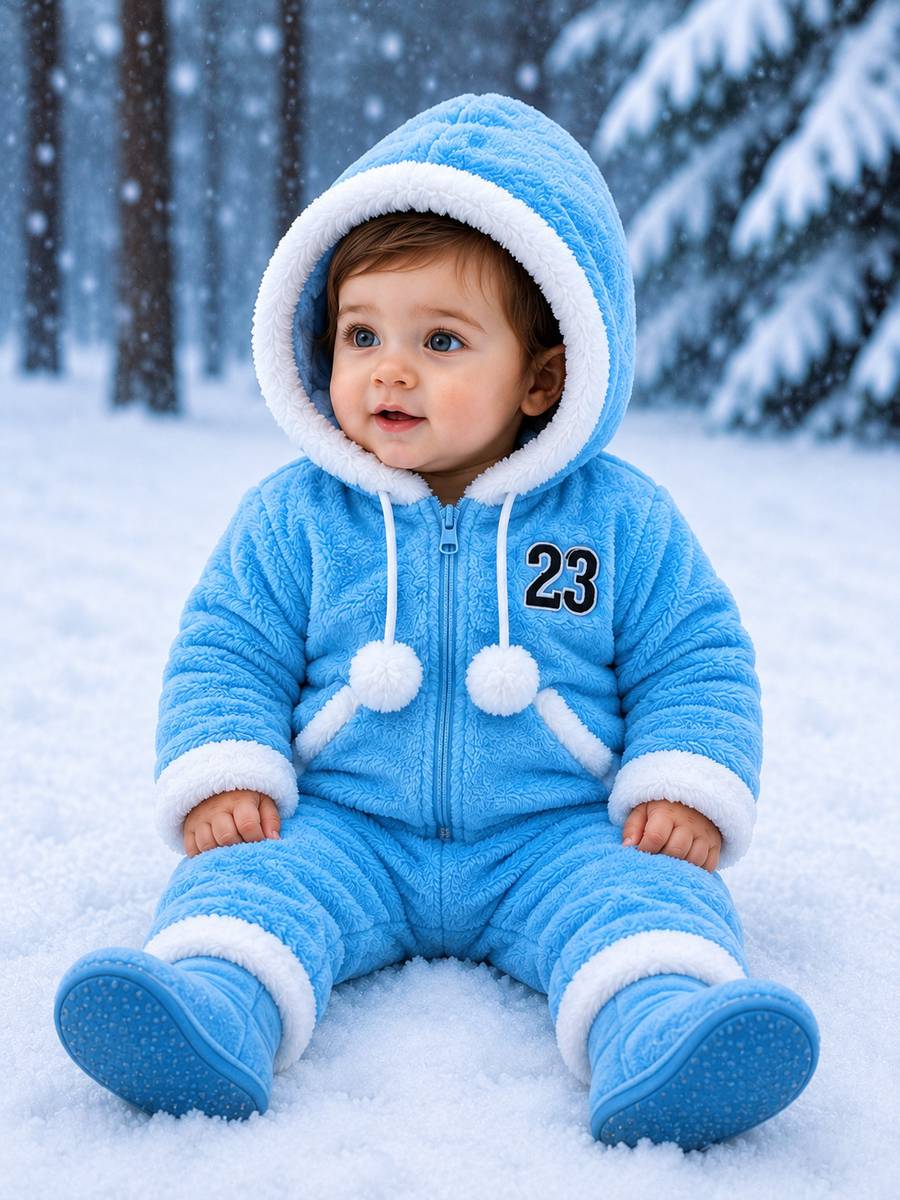 BILZAG Self Design Hooded Neck Casual Baby Boys Light Blue Sweater