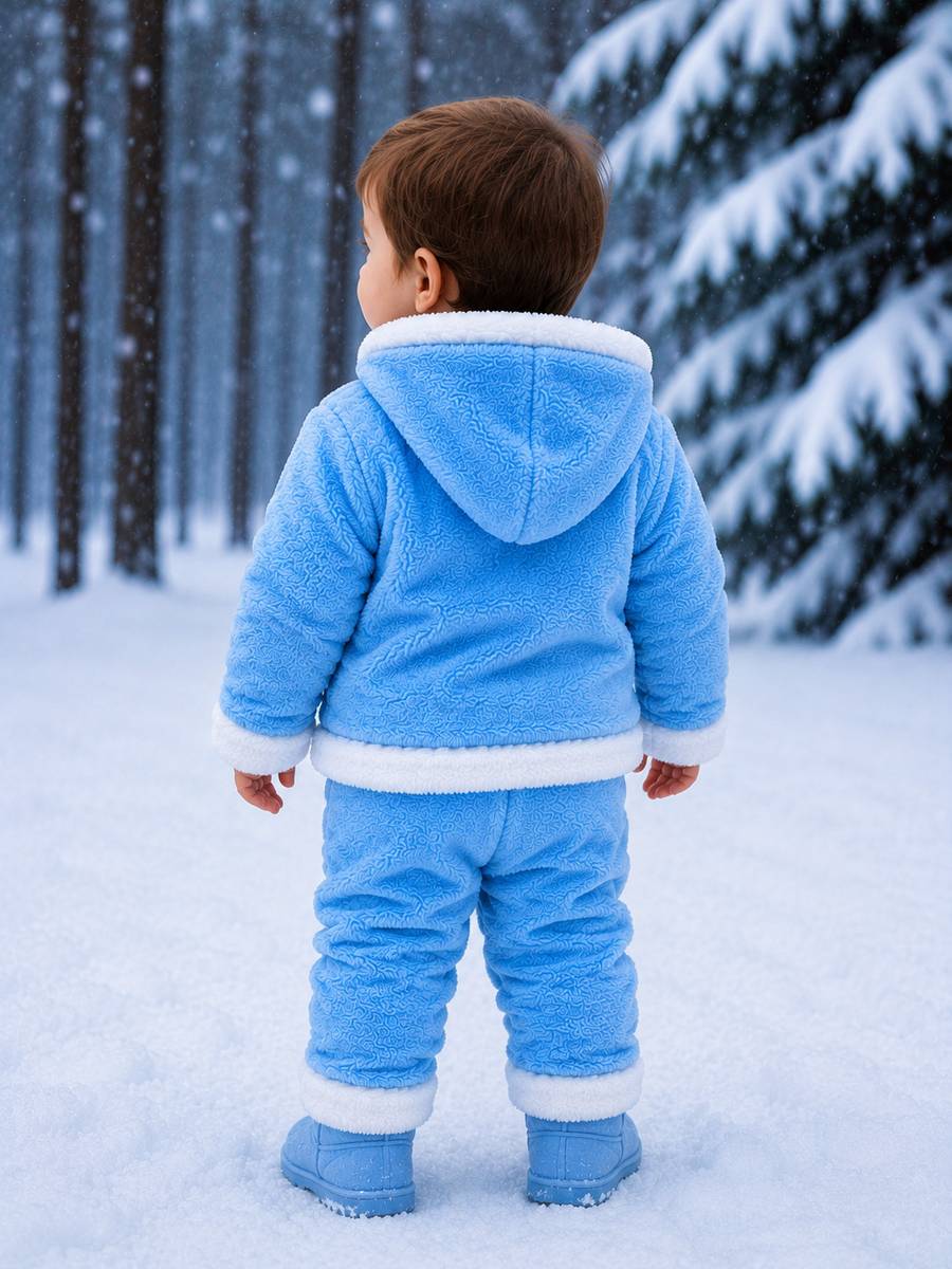 BILZAG Self Design Hooded Neck Casual Baby Boys Light Blue Sweater — photo 2