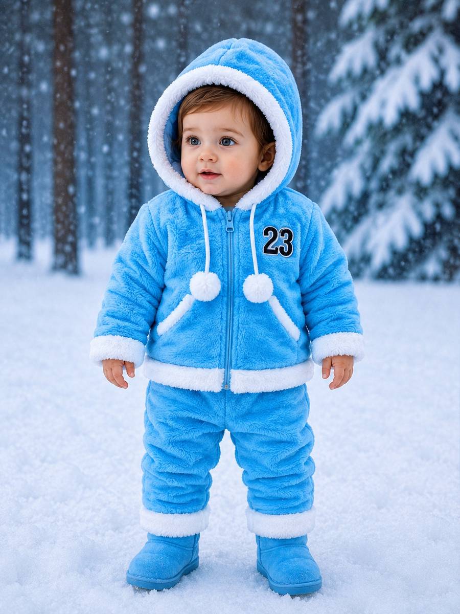 BILZAG Self Design Hooded Neck Casual Baby Boys Light Blue Sweater — photo 3