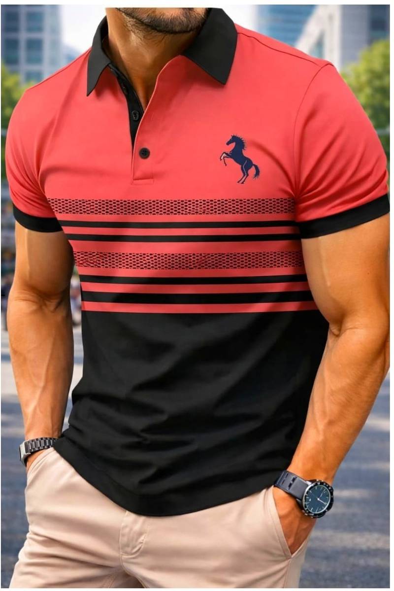Bliss Bell Striped Men Polo Neck Multicolor T-Shirt — photo 2