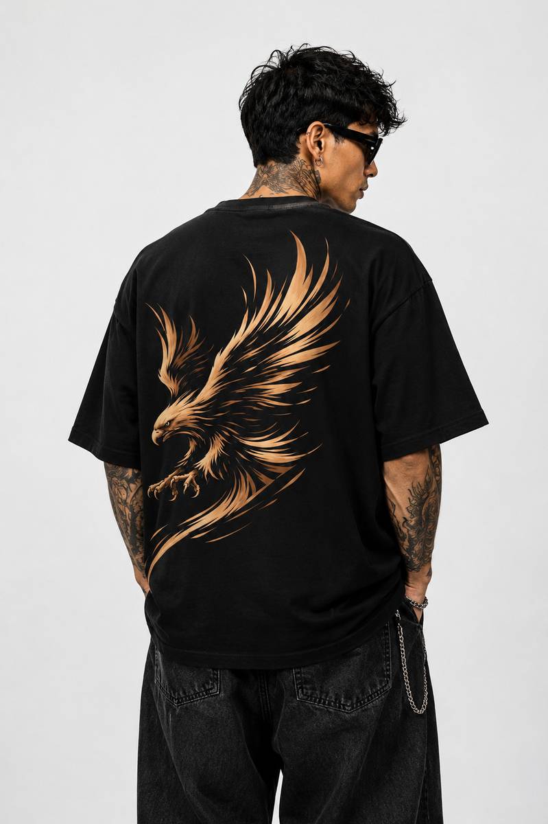 VIGON Graphic Print Men Round Neck Black T-Shirt