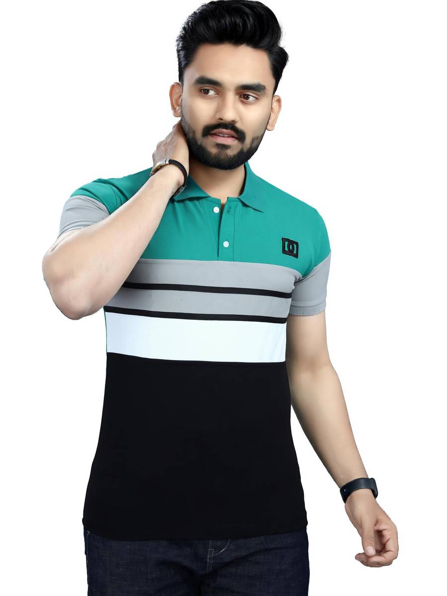 DyrectDeals Colorblock Men Polo Neck Dark Green T-Shirt