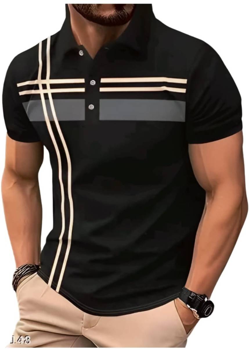 Bliss Bell Striped Men Polo Neck Multicolor T-Shirt — photo 3