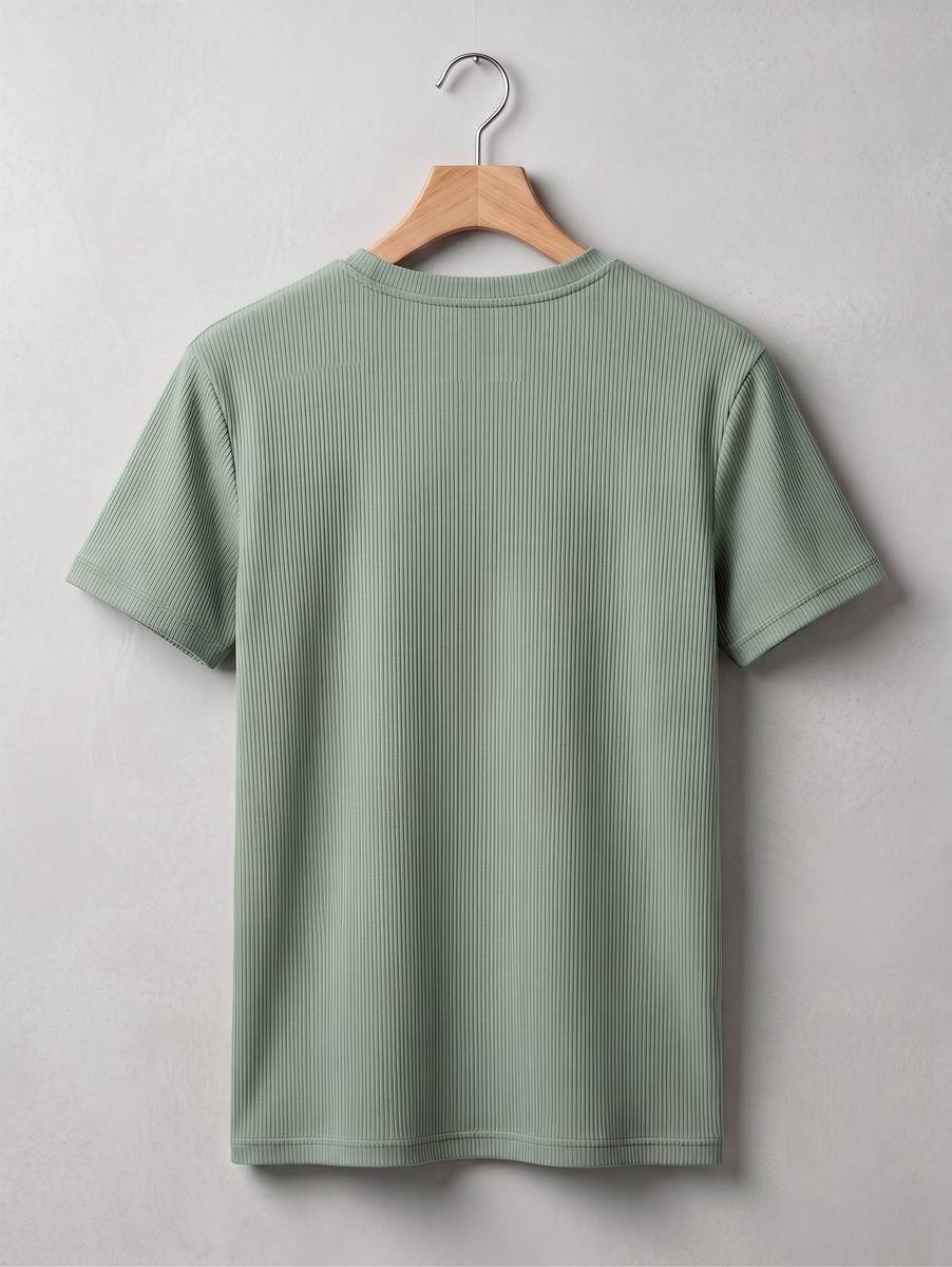 Self Design Men Round Neck Light Green, Grey T-Shirt — photo 3