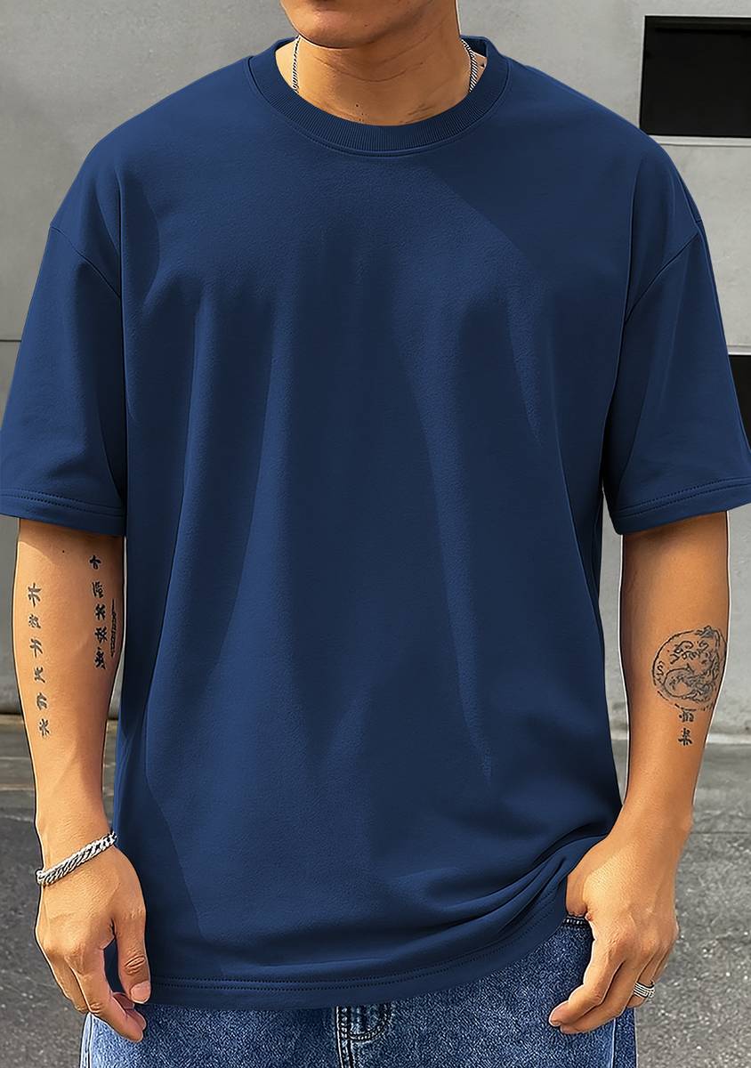 Funky fashion Printed Men Round Neck Navy Blue T-Shirt — photo 2