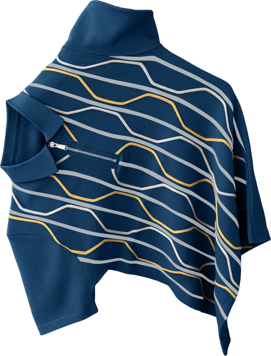 GLOBAL NOMAD Printed Men Zip Neck Dark Blue, White T-Shirt — photo 5