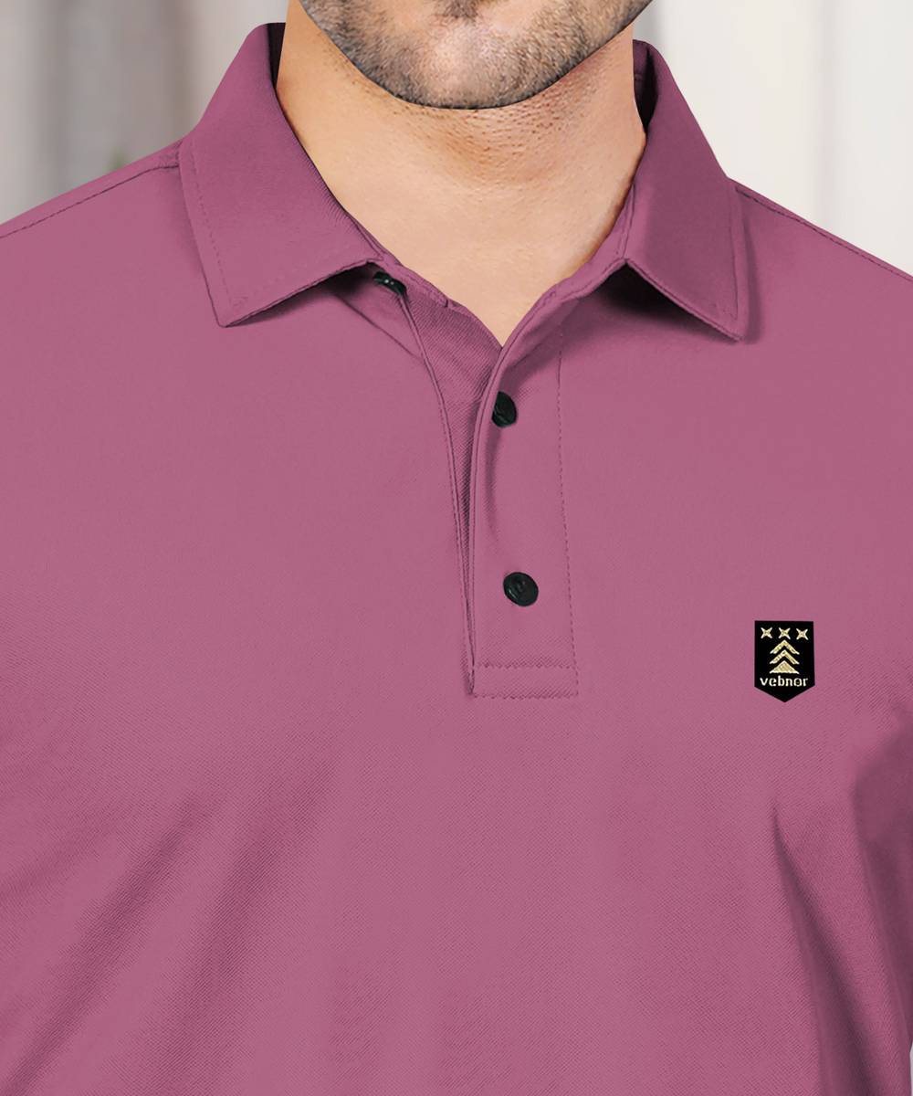 VeBNoR Solid Men Polo Neck Purple T-Shirt — photo 3