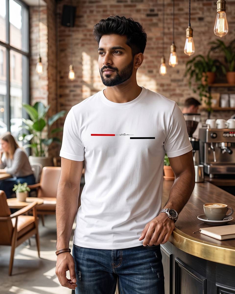 velvet and shine store Printed Men Round Neck White T-Shirt