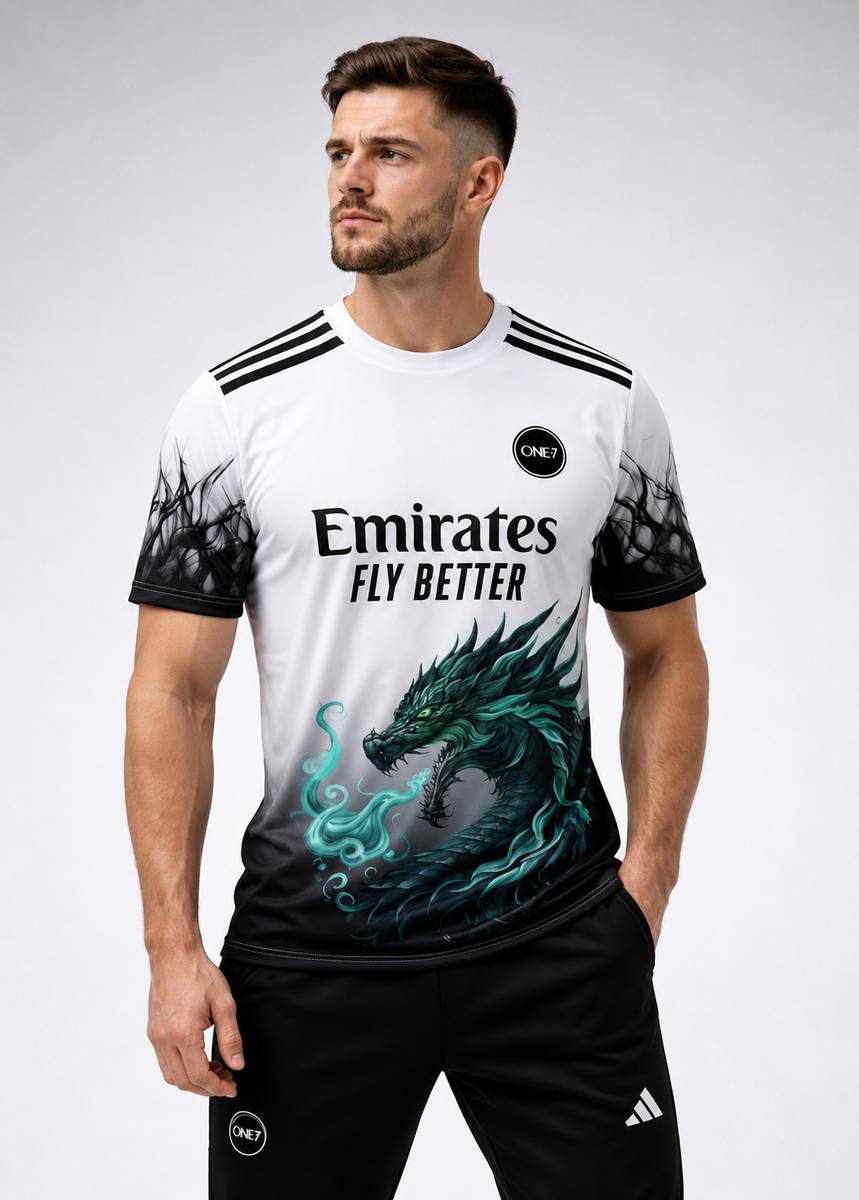 ONE 7 Printed Men Round Neck White, Black T-Shirt — photo 2
