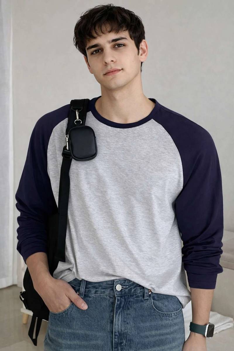 MK Digital Colorblock Men Round Neck Grey, Navy Blue T-Shirt — photo 4