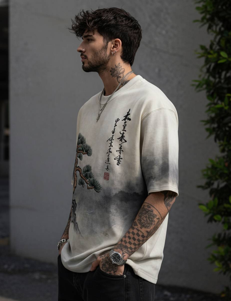 Force Printed Men Round Neck White, Dark Green T-Shirt — photo 3