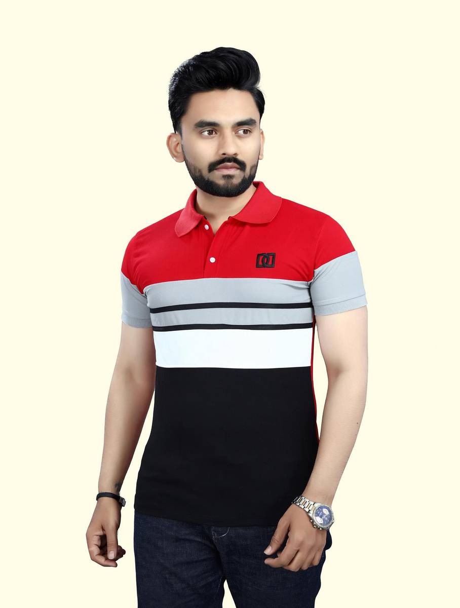 DyrectDeals Colorblock Men Polo Neck Red T-Shirt