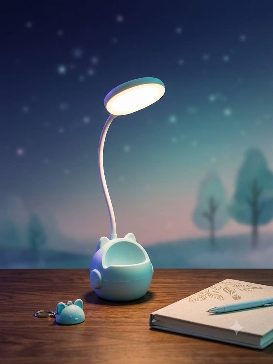 IMNISHNAY Adjustable LED Desk Lamp with Cute Cat Base – Bedroom & Study Lamp Table Lamp