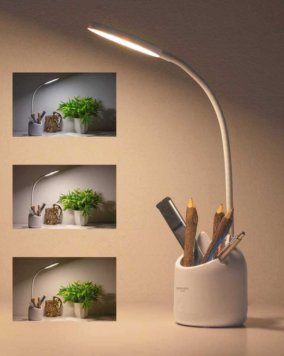 WEIRD WOLF 3 Colour Mode Rechargeable, Flexible Gooseneck LED Study/Desk Table Lamp