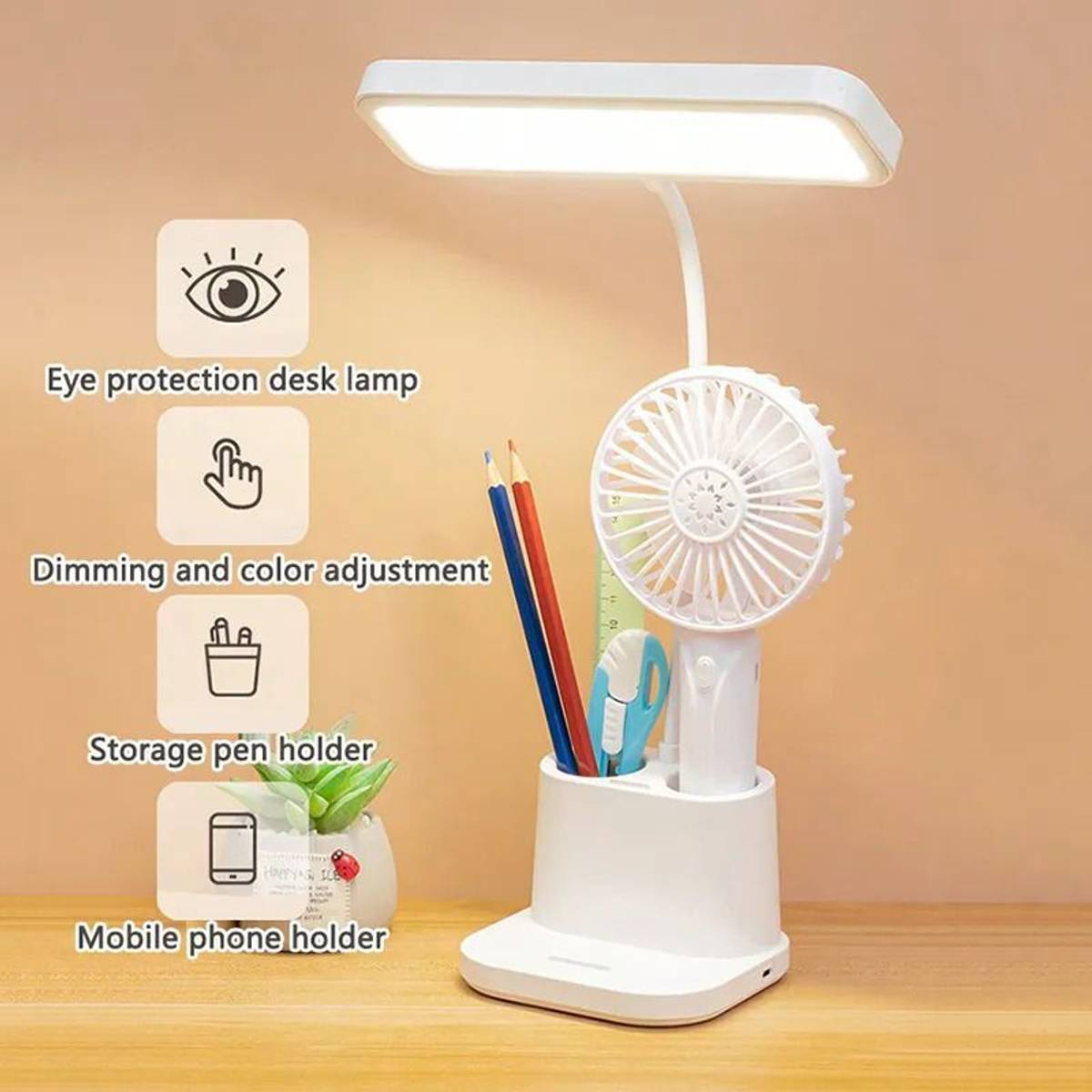 iDOLESHOP 3 Lighting Color Mode Led Desk Lamp, Rechargeable Study Lamp, With Eye Protect Study Lamp