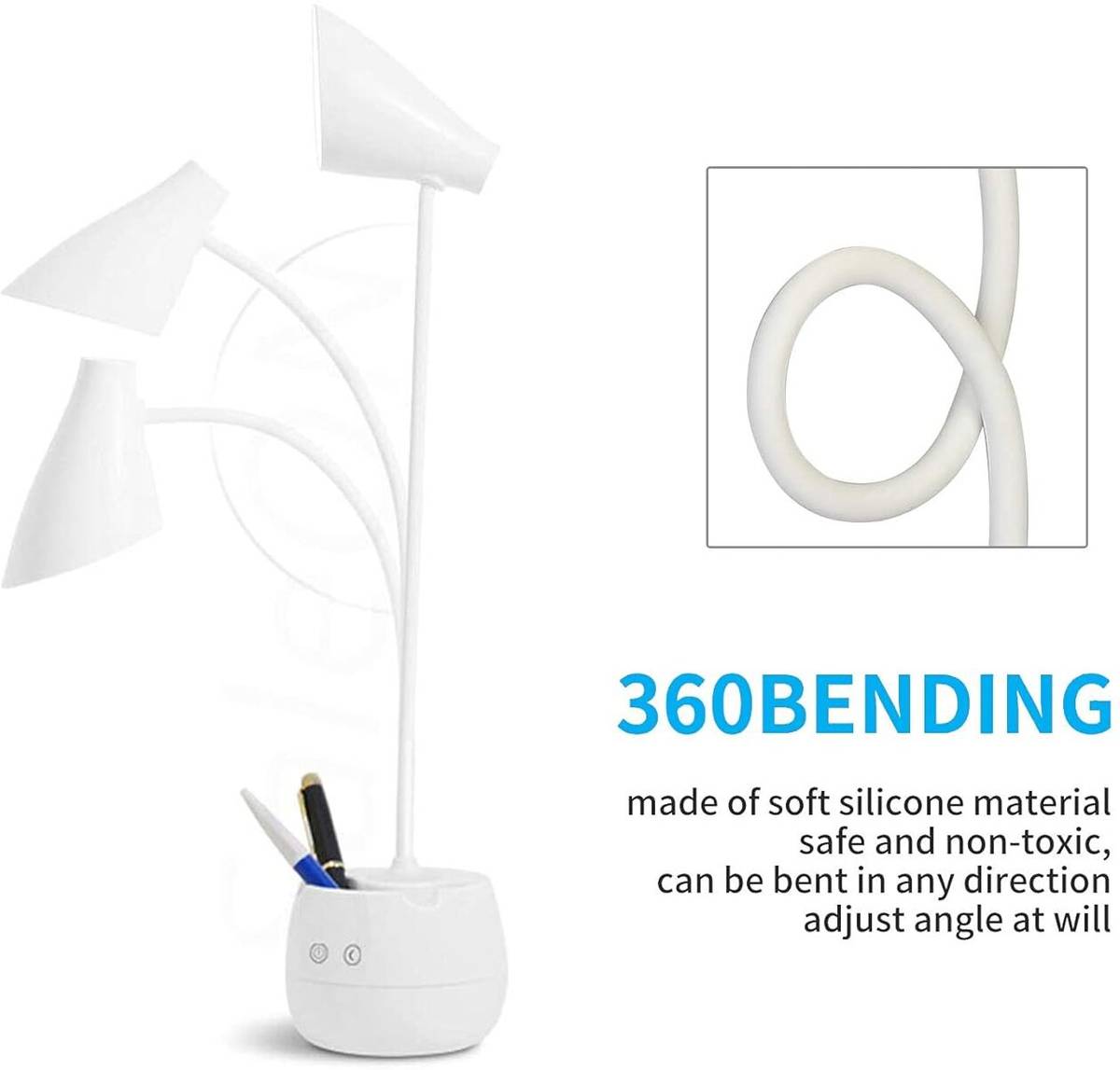 Desk Lamp with 3 Shades Touch Control Light and Mobile Holder Design With Night Study Lamp — photo 5