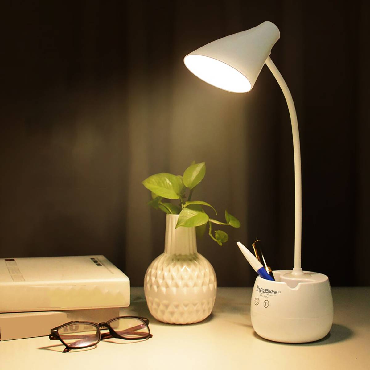 Desk Lamp with 3 Shades Touch Control Light and Mobile Holder Design With Night Study Lamp