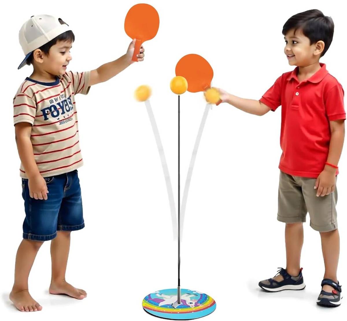 KIDOLOGY Table Tennis Trainer Set for Kids |Indoor Practice Toy with 2 Rackets & 6 Balls Table Tennis