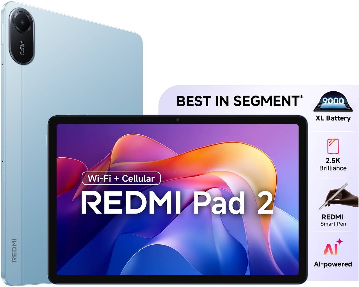 REDMI Pad 2 8 GB RAM 256 GB ROM 11.0 inch with Wi-Fi+4G Gaming MediaTek Helio G100-Ultra processor Tablet (Sky Blue)