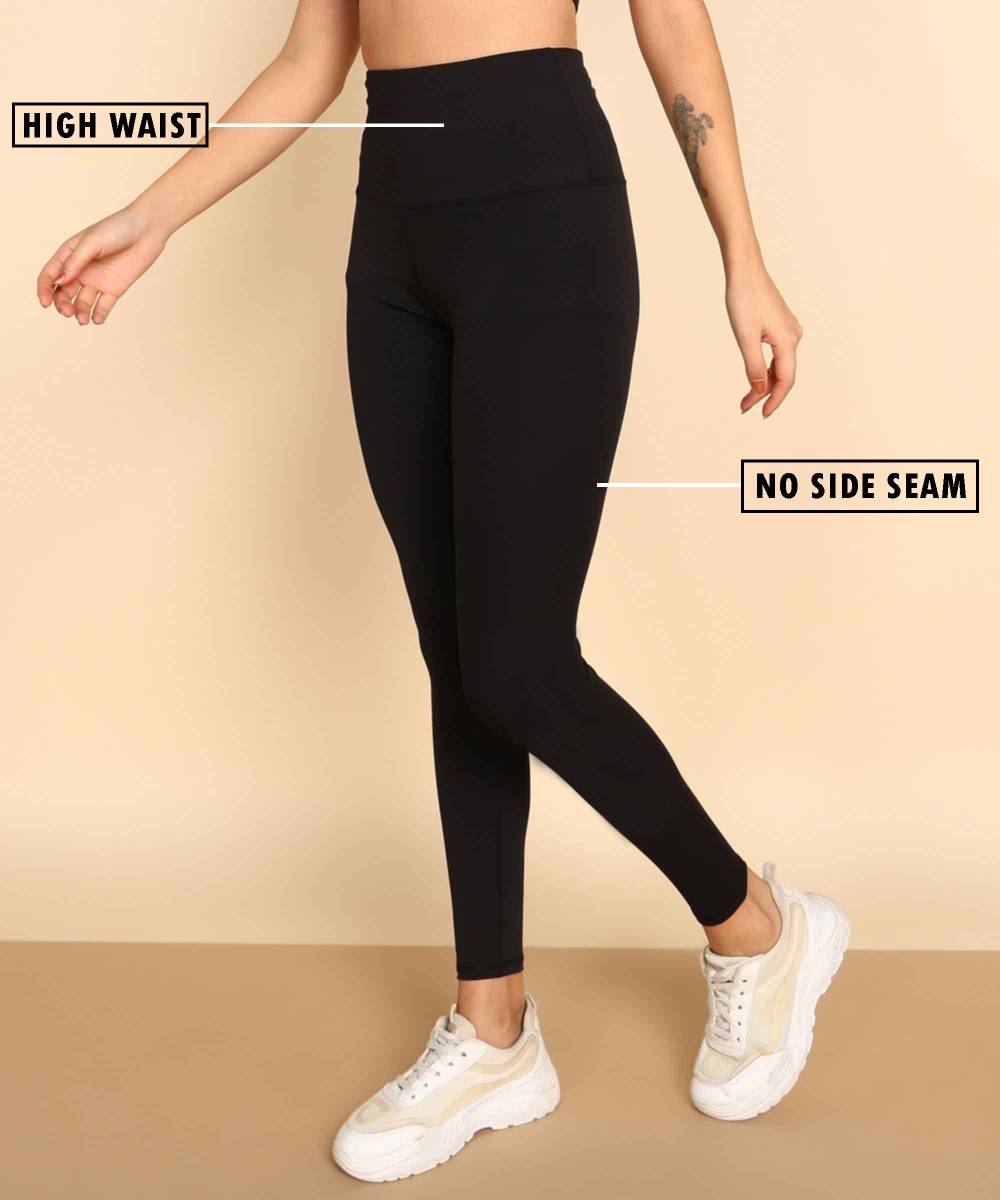 Rhino Rage Solid Women Black Tights