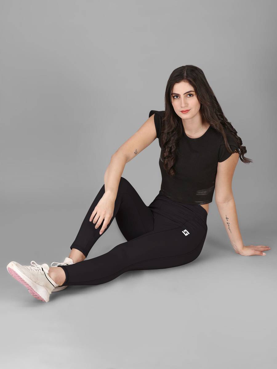 POOJARAN Solid Women Black, Grey Tights — photo 4