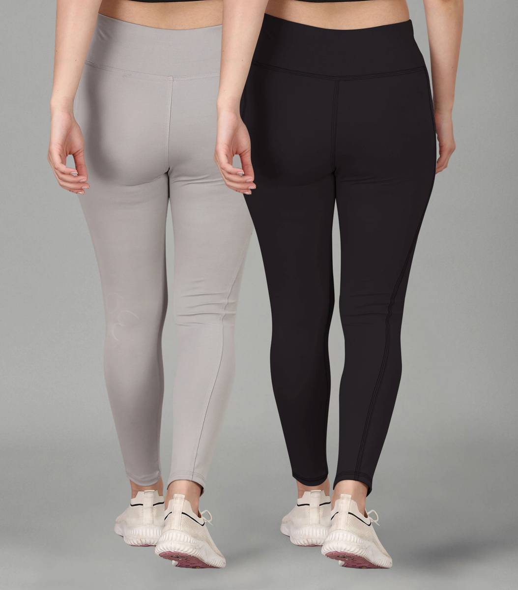POOJARAN Solid Women Black, Grey Tights — photo 2
