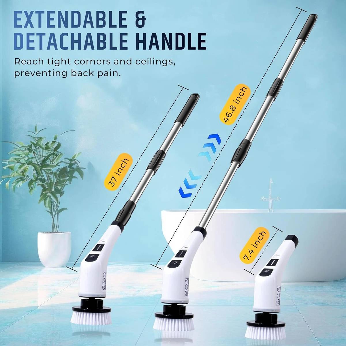 Elektriglow 9 in 1 Cordless Electric Spin Scrubber Bathroom & Floor Cleaning Brush — photo 5