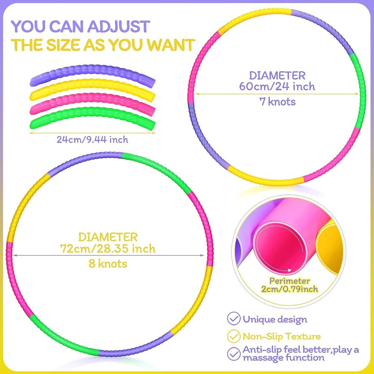 Daily Fest Detachable Adjustable Plastic Hoops - Kids Hula Rings Sports, Exercise, Playing Hula Hoop — photo 4