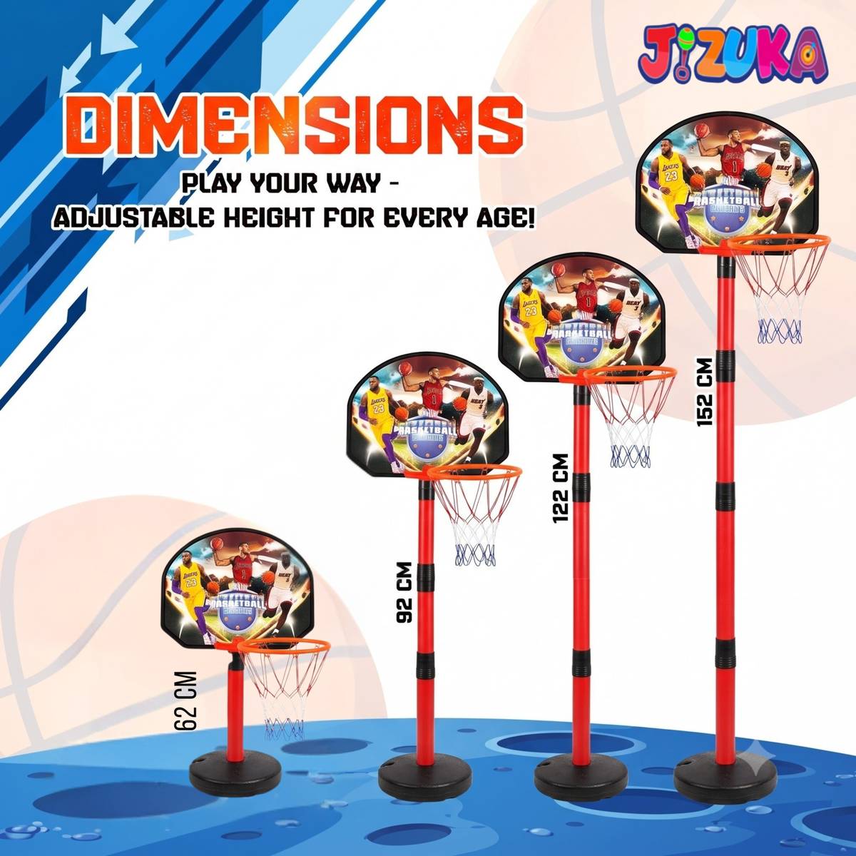 JIZUKA 2-in-1 Basketball Play Set for Kids with Magnetic Dart Game Basketball — photo 2