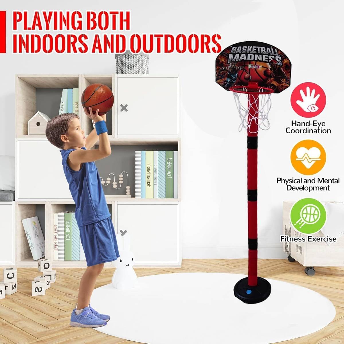 JIZUKA 2-in-1 Basketball Play Set for Kids with Magnetic Dart Game Basketball — photo 4