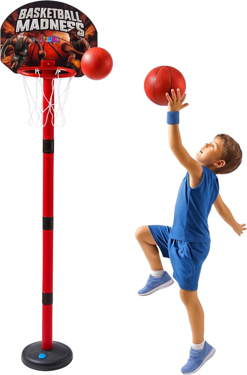 JIZUKA 2-in-1 Basketball Play Set for Kids with Magnetic Dart Game Basketball