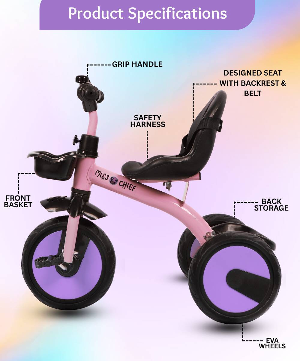 Miss & Chief Pixi Baby Tricycle Sturdy and Safe for Kids with storage baskets (Ages 2-5yrs) Tricycle — photo 2