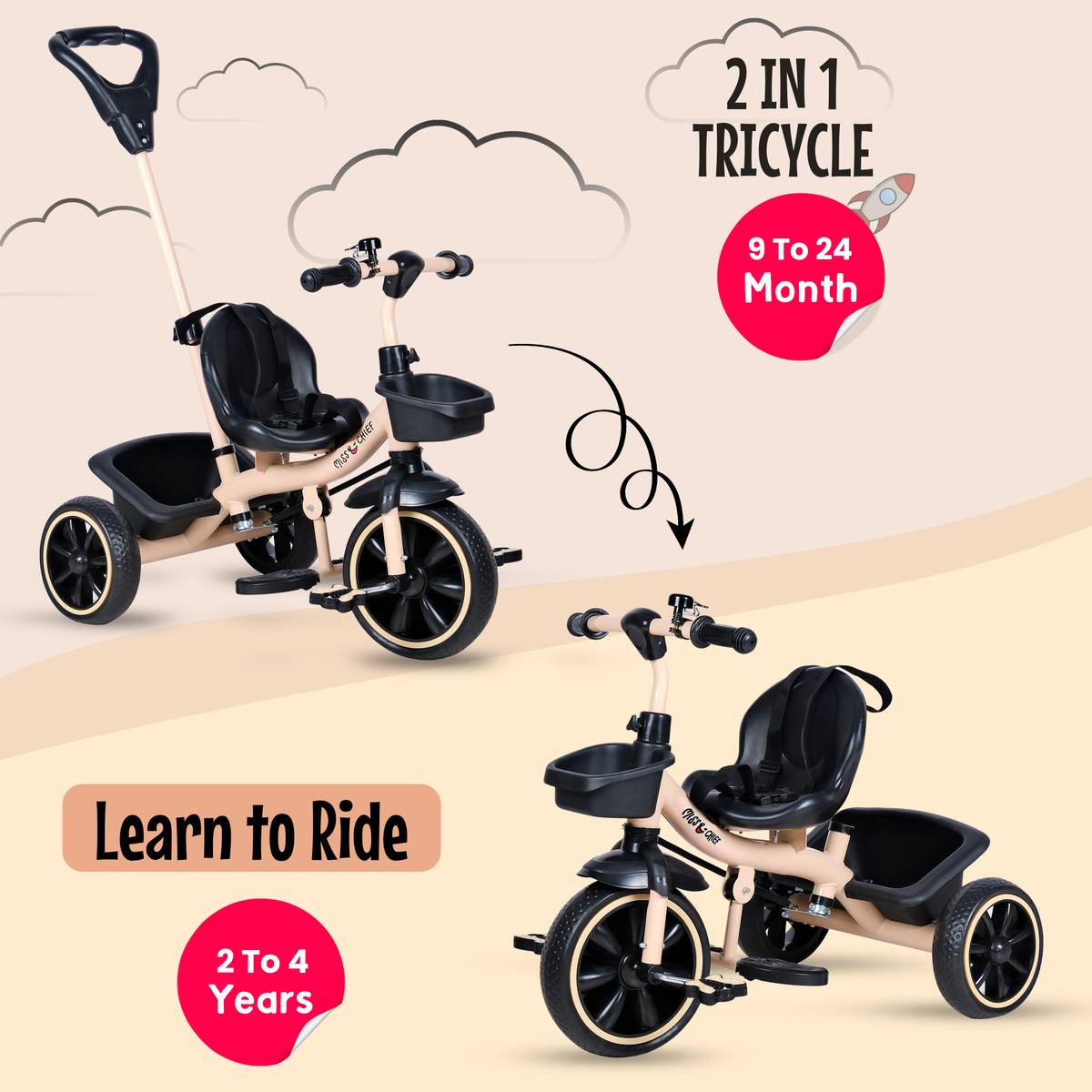 Adventure Parental Handle Sturdy and Safe for Kids (Ages 2-5yrs) Tricycle — photo 2