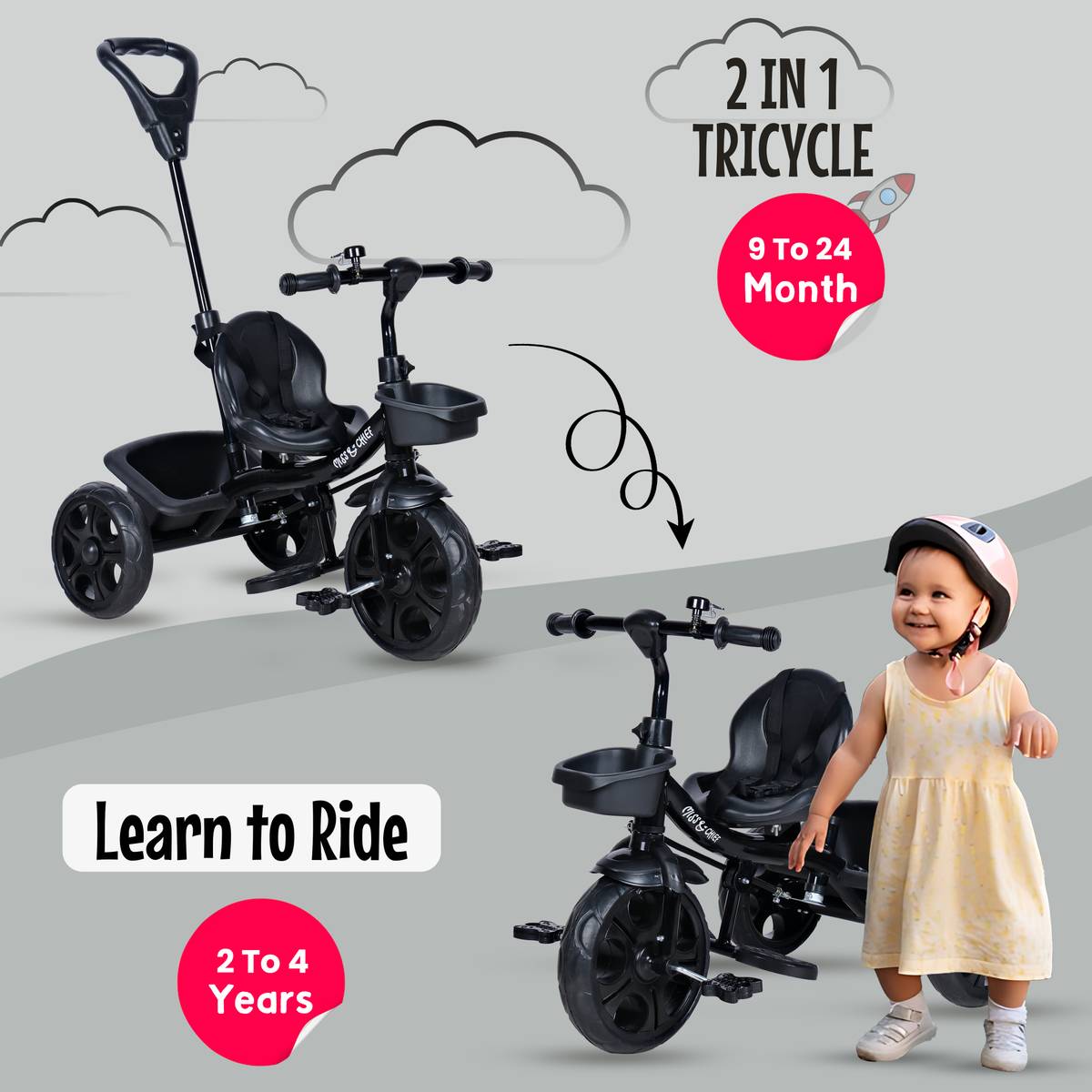 Miss & Chief Adventure Parental Handle Sturdy and Safe for Kids (Ages 2-5yrs) Tricycle — photo 2