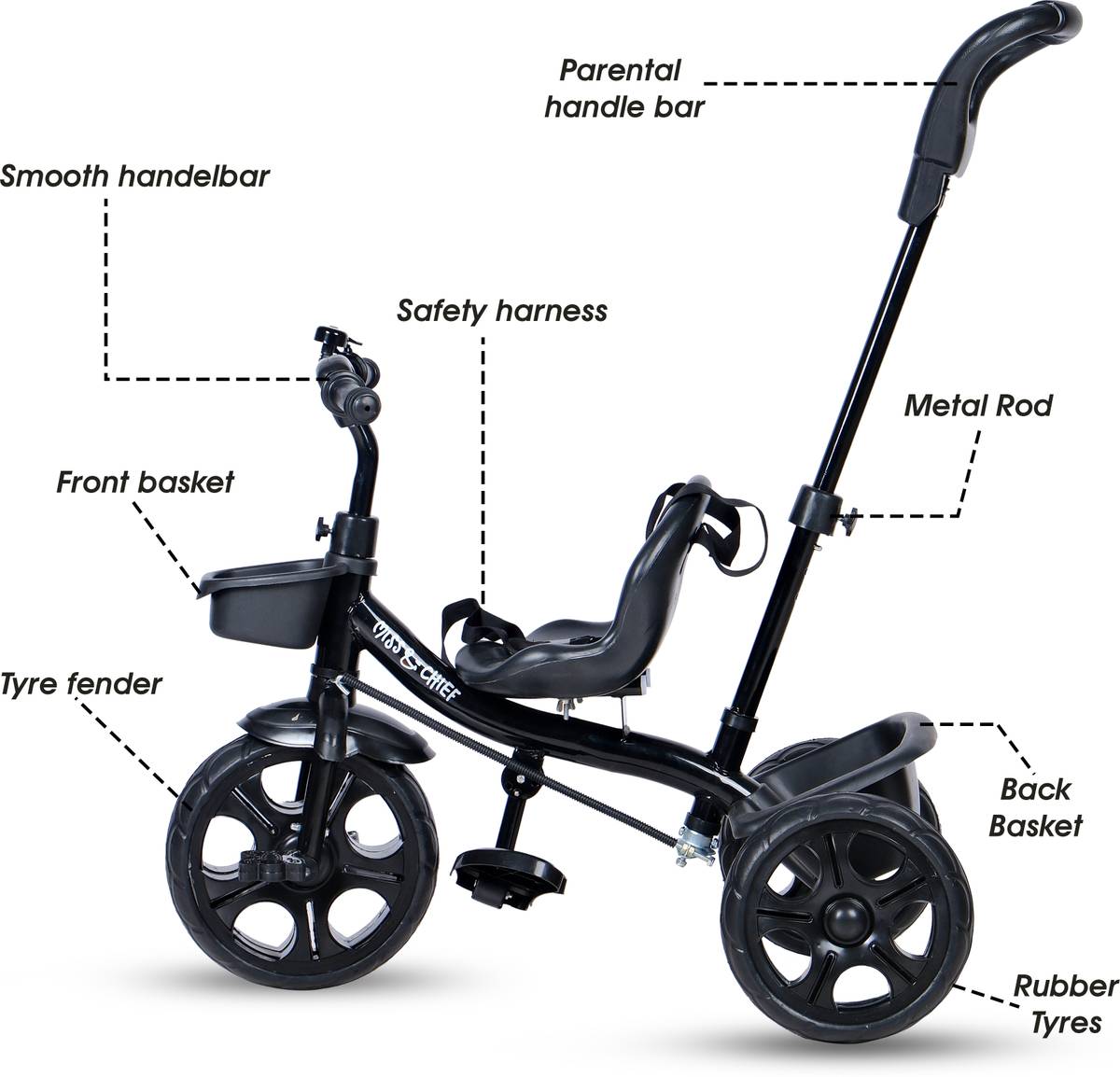 Miss & Chief Adventure Parental Handle Sturdy and Safe for Kids (Ages 2-5yrs) Tricycle — photo 3