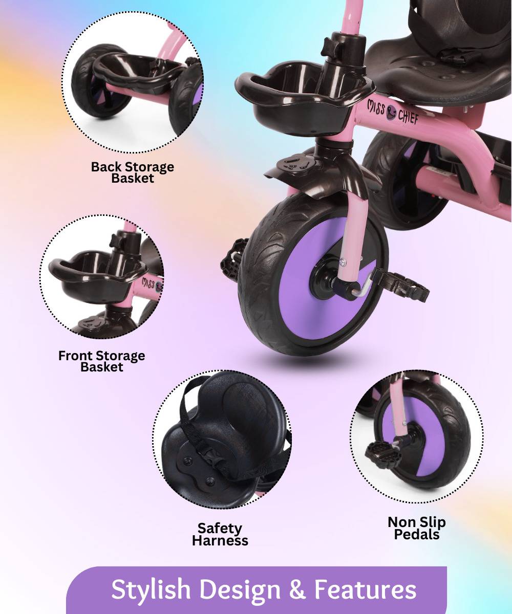 Miss & Chief Pixi Baby Tricycle Sturdy and Safe for Kids with storage baskets (Ages 2-5yrs) Tricycle — photo 3