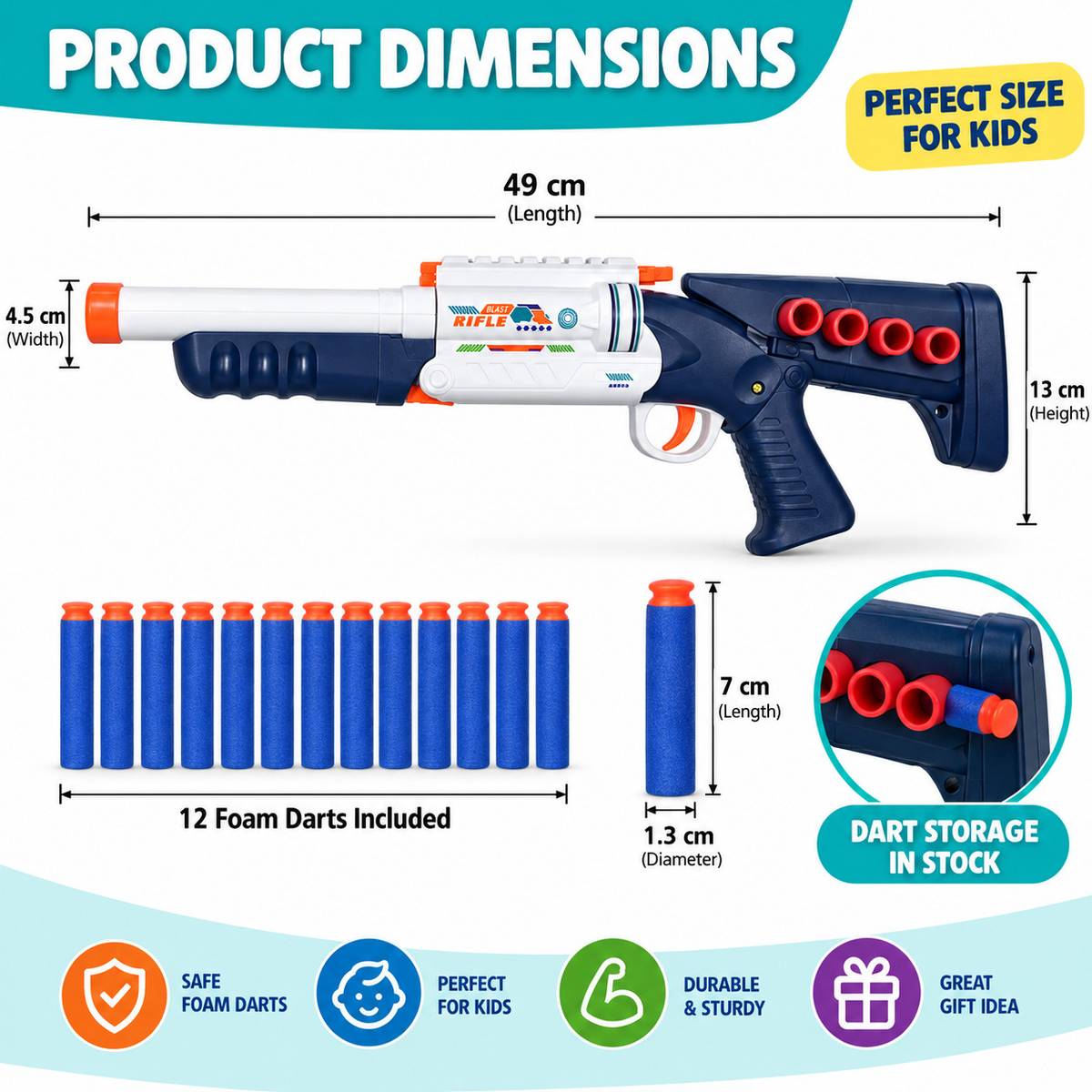 Soft Bullet Toy Gun with 12 Foam Darts for Kids 8+ Years Guns & Darts — photo 2