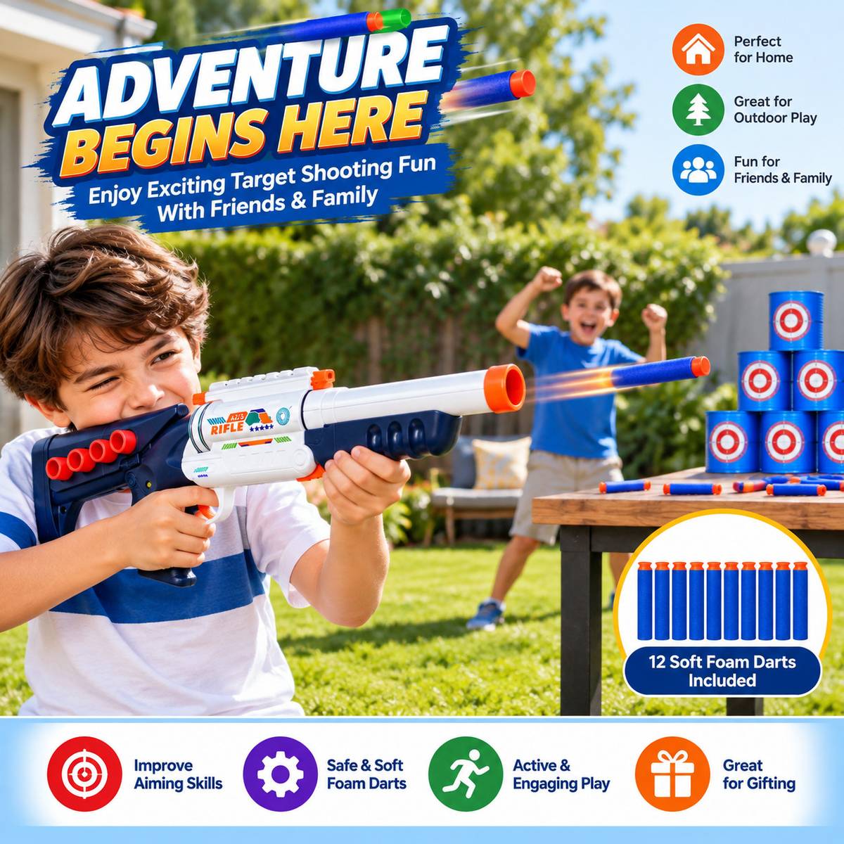 Soft Bullet Toy Gun with 12 Foam Darts for Kids 8+ Years Guns & Darts — photo 5