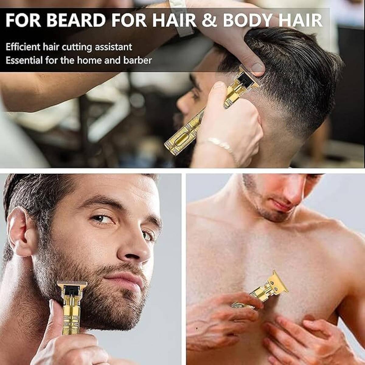 se hub Professional T9 Trimmer Gold Metal Body Cordless Beard Hair Clipper Men Trimmer 120 min  Runtime 4 Length Settings — photo 5