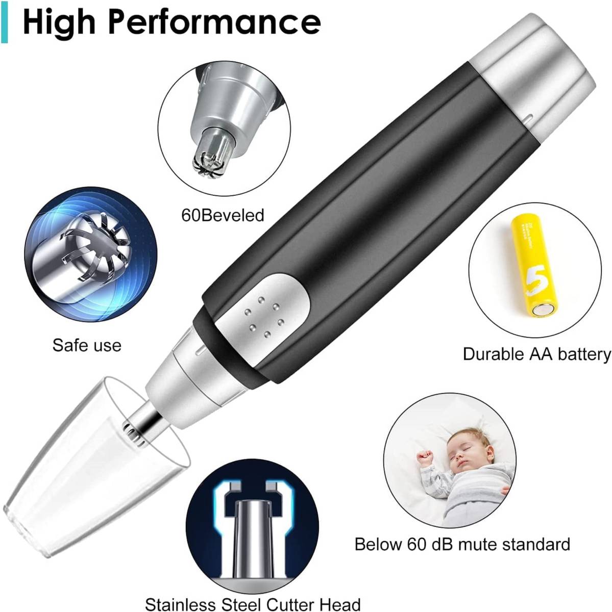 Electric Nose and Ear High Quality Hair Trimmer for Men & Women Trimmer 180 min  Runtime 9 Length Settings — photo 3