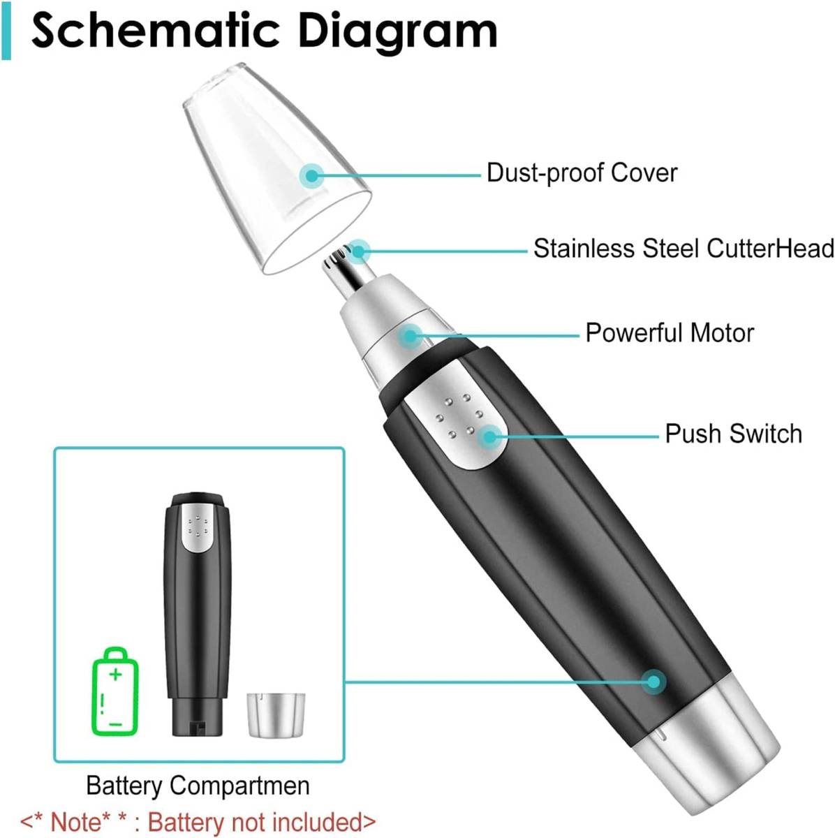 Electric Nose and Ear High Quality Hair Trimmer for Men & Women Trimmer 180 min  Runtime 9 Length Settings — photo 4