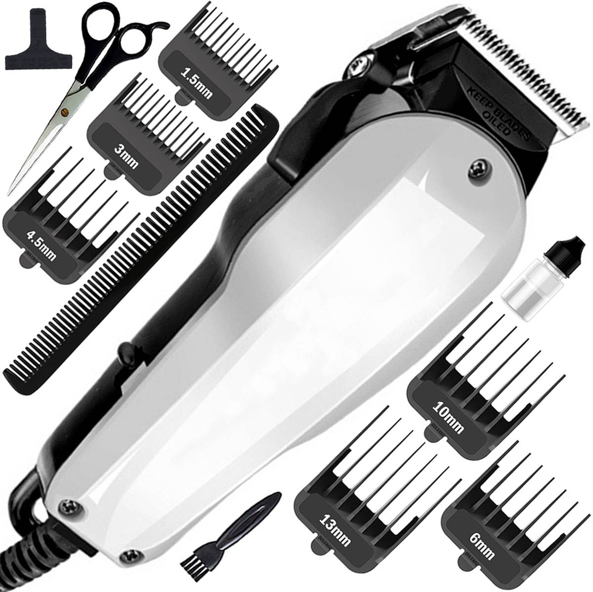 WDC Men Titanium Wired High Quality Powerful Adjustable Hair Clipper Beard Moustache Fully Waterproof Trimmer 710 min Runtime 7 Length Settings