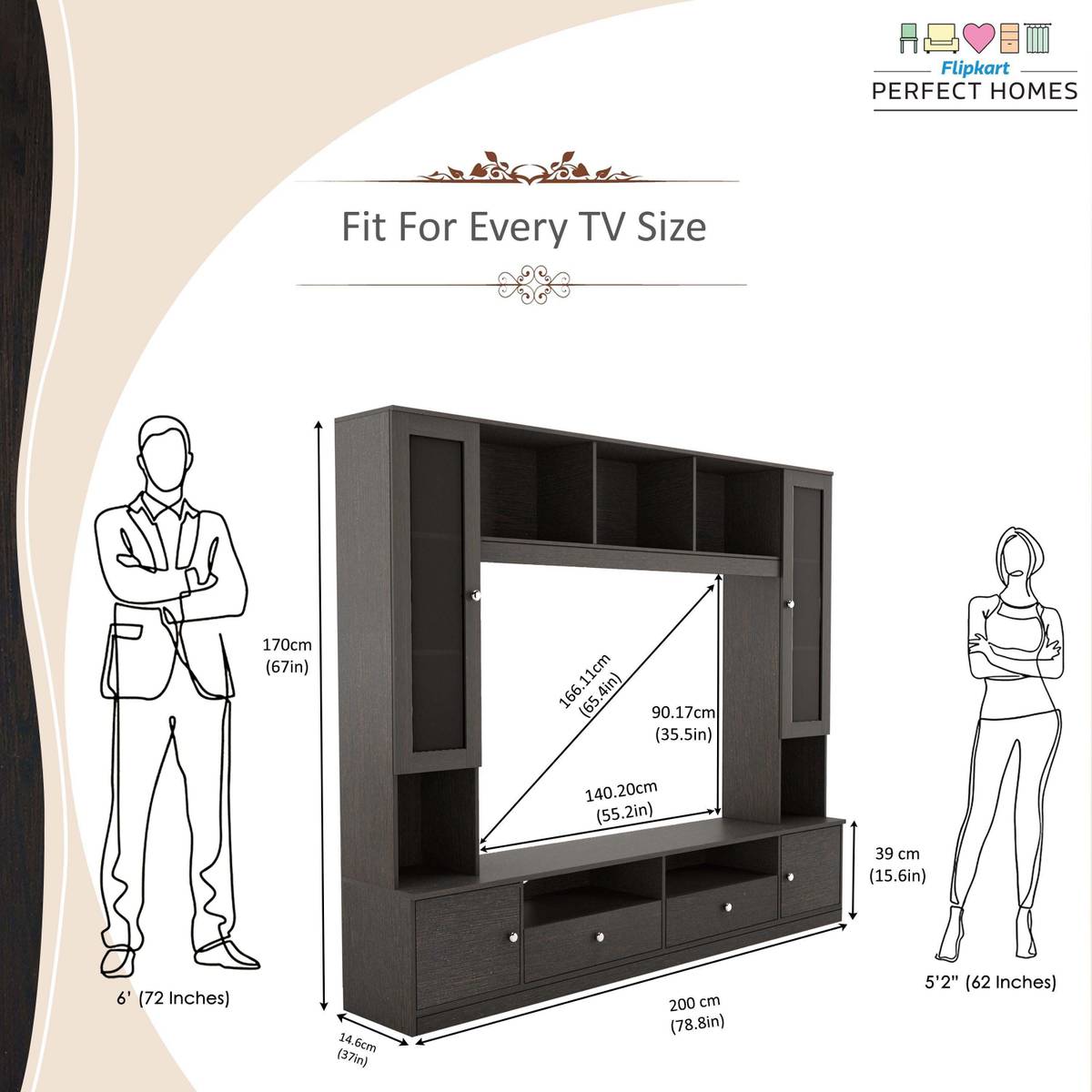Flipkart Perfect Homes Webster Engineered Wood TV Entertainment Unit — photo 4