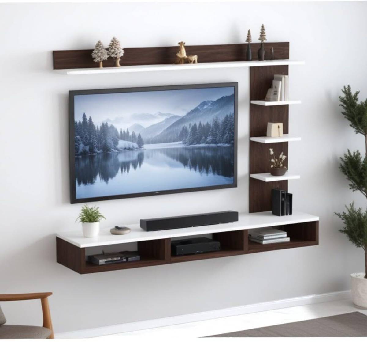 Furniture Cafe Wall Mount TV Unit Cabinet For Living Room Bedroom Engineered Wood TV Entertainment Unit