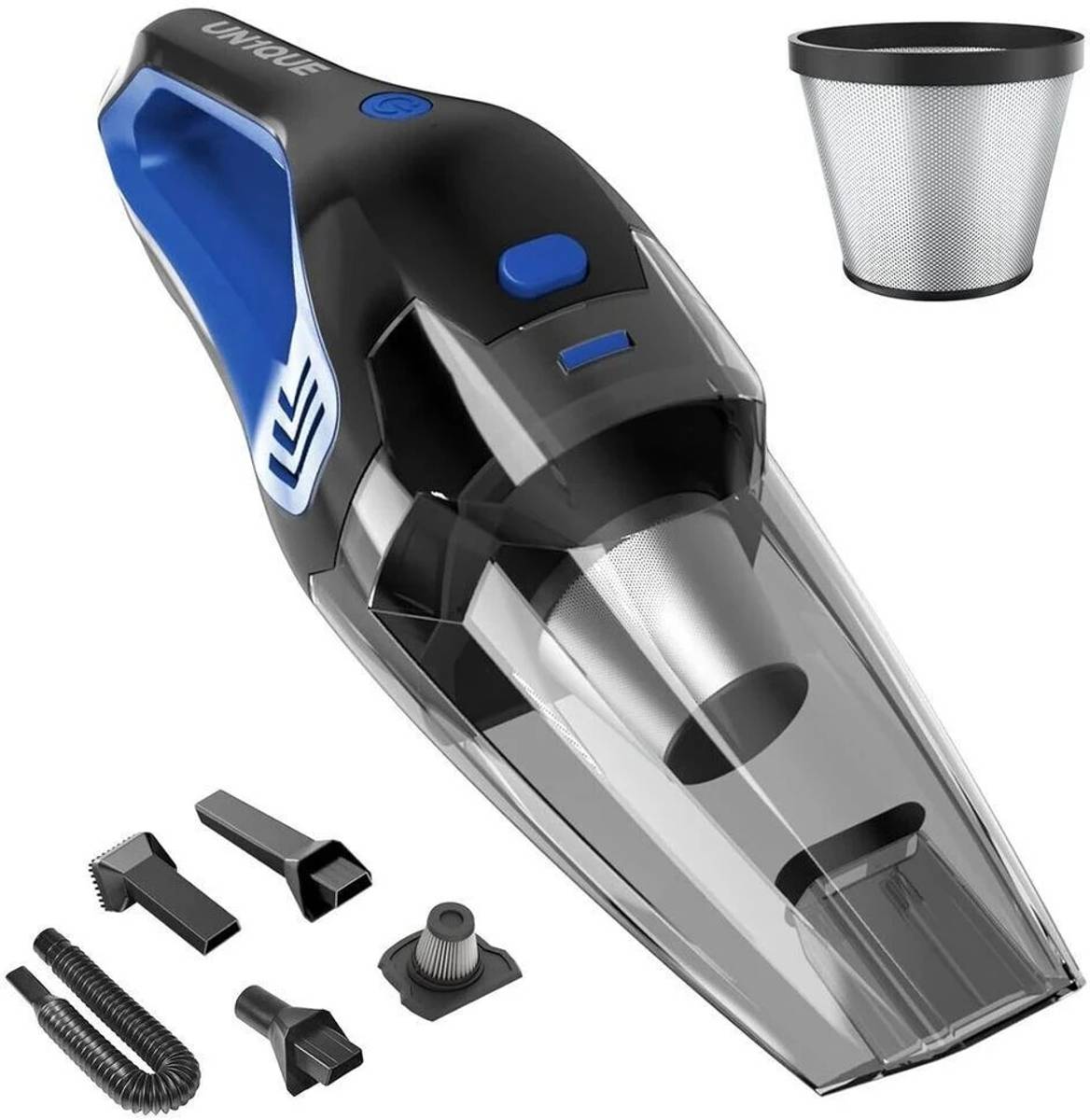 UN1QUE Cordless Car Vacuum Cleaner 2 in 1 (Blue) Car Vacuum Cleaner with Reusable Dust Bag