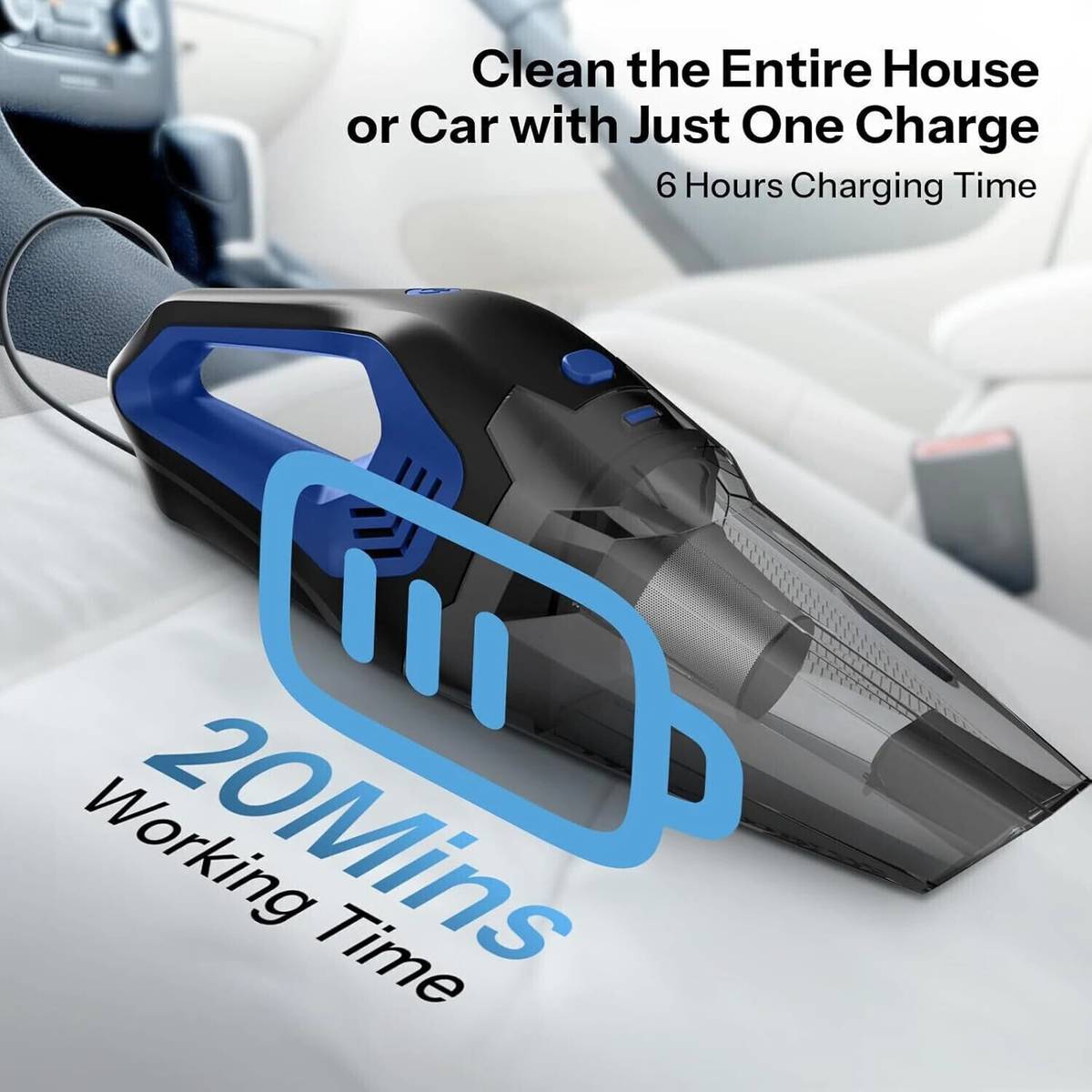 UN1QUE Cordless Car Vacuum Cleaner 2 in 1 (Blue) Car Vacuum Cleaner with Reusable Dust Bag — photo 5