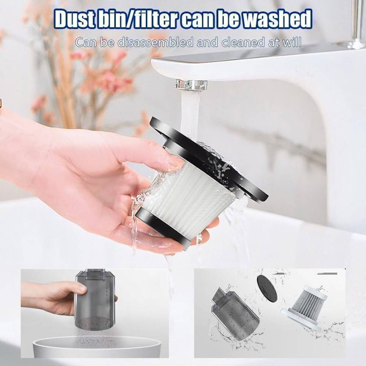 MIRAJ Portable Handheld Car Vacuum Cleaner - 6000Pa Suction Car Vacuum Cleaner with 2 in 1 Mopping and Vacuum, Anti-Bacterial Cleaning — photo 2